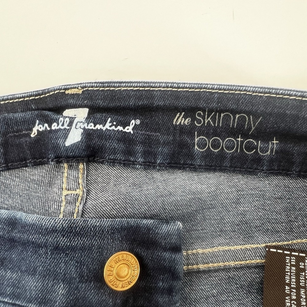 Seven 7 For All Mankind Jeans Skinny Bootcut Dark Wash Sz 26 Raw Hem Modified - Picture 3 of 16